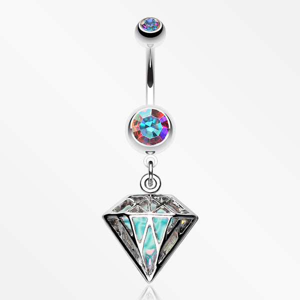 Urban Iridescent Diamond Belly Button Ring-Aurora Borealis