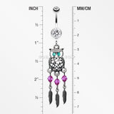 Guardian Owl Dreamcatcher Belly Button Ring-Clear