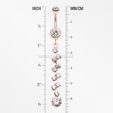 Rose Gold Journey Tier Sparkle Belly Button Ring-Clear
