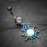 Colorline Iridescent Blazing Sun Belly Button Ring-Rainbow/Clear