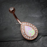 Rose Gold Opal Avice Belly Button Ring-Clear