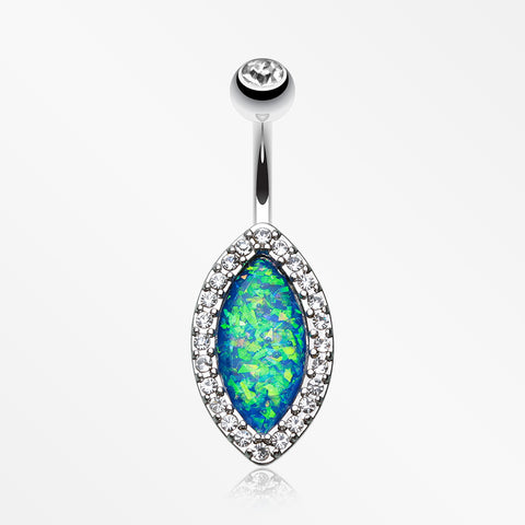 Opal Diamante Belly Button Ring-Clear
