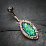 Rose Gold Opal Diamante Belly Button Ring-Clear