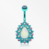 Colorline Eirene Opal Belly Button Ring-Teal/Aurora Borealis
