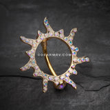 Golden Blazing Sun Eclipse Reverse Belly Button Ring-Aurora Borealis