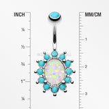 Elegant Opal Turquoise Belly Button Ring-Turquoise/White
