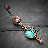 Vintage Boho Opal Sparkle Journey Belly Button Ring-Copper/Pink/Teal