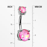 Opal Sparkle Prong Set Belly Button Ring-Pink