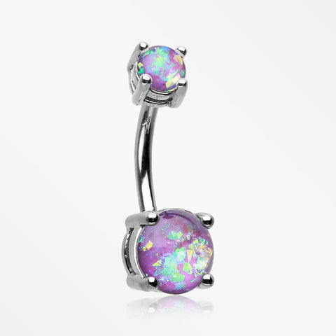 Opal Sparkle Prong Set Belly Button Ring-Purple