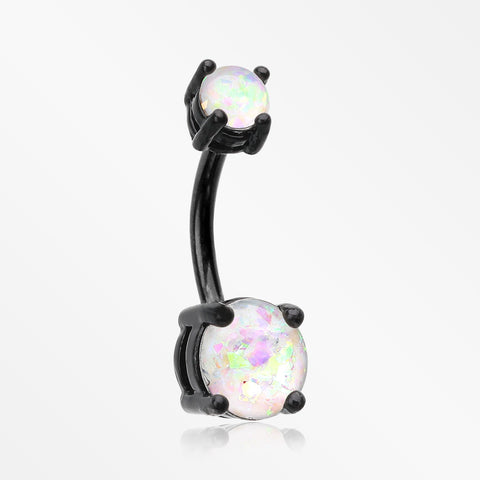 Colorline Opal Sparkle Prong Set Belly Button Ring-Black/White