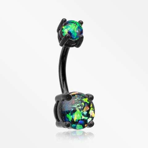 Colorline Opal Sparkle Prong Set Belly Button Ring-Black