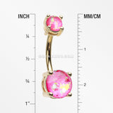 Golden Opal Sparkle Prong Set Belly Button Ring-Pink