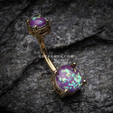 Golden Opal Sparkle Prong Set Belly Button Ring-Purple