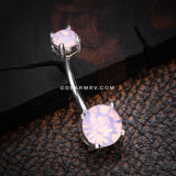 Opalite Sparkle Prong Set Belly Button Ring-Rose Water Opal