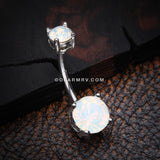 Opalite Sparkle Prong Set Belly Button Ring-White