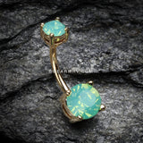 Golden Opalite Sparkle Prong Set Belly Button Ring-Pacific Opal