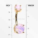 Golden Opalite Sparkle Prong Set Belly Button Ring-Rose Water Opal