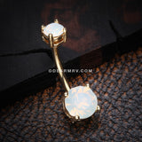 Golden Opalite Sparkle Prong Set Belly Button Ring-White