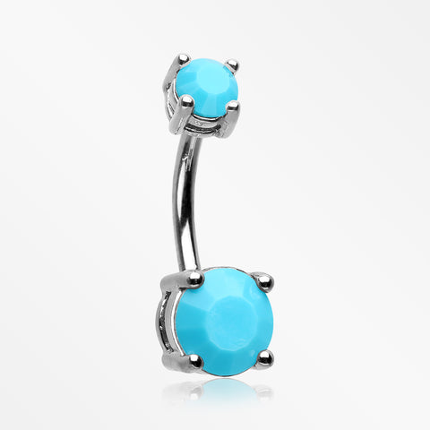 Turquoise Shine Prong Set Belly Button Ring-Turquoise