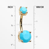Golden Turquoise Shine Prong Set Belly Button Ring-Turquoise