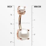 Rose Gold Pearlescent Shine Prong Set Belly Button Ring-White