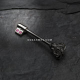 A Pair of Royal Crown Key Nipple Barbell Ring-Pink