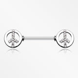 A Pair of Bling Peace Nipple Barbell Ring-Clear
