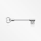 A Pair of Heart Key Nipple Barbell Ring-Clear
