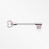 A Pair of Heart Key Nipple Barbell Ring-Pink