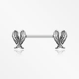 A Pair of Fallen Angel Wing Nipple Barbell Ring-Steel