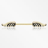 A Pair of Golden Angel Wing Nipple Barbell Ring-Gold