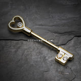 A Pair of Golden Heart Key Nipple Barbell Ring-Clear
