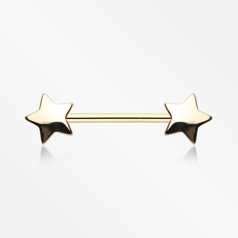 A Pair of Golden Star Nipple Barbell Ring-Gold
