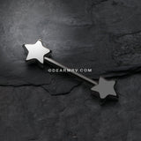 A Pair of Classic Star Nipple Barbell Ring-Steel