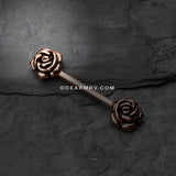 A Pair of Rose Gold Vintage Rose Flower Nipple Barbell Ring-Rose Gold