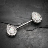 A Pair of Opal Avice Nipple Barbell Ring-Clear/White