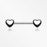 A Pair of Classic Fluffy Heart Steel Nipple Barbell