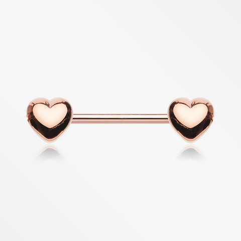 A Pair of Rose Gold Classic Fluffy Heart Steel Nipple Barbell