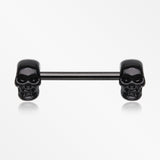 A Pair of Blackline Apocalyptic Skull Nipple Barbell Ring-Black