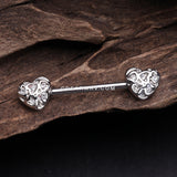 A Pair of Infinite Heart Multi Gem Sparkle Nipple Barbell-Clear