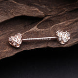 A Pair of Rose Gold Infinite Heart Multi Gem Sparkle Nipple Barbell-Clear
