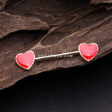A Pair of Golden Vibrant Heart Nipple Barbell-Red