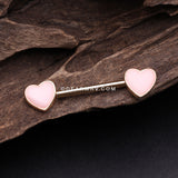 A Pair of Rose Gold Adorable Pink Heart Nipple Barbell-Light Pink