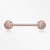 A Pair of Rose Gold Sparkle Multi-Gem Paved Nipple Barbell Ring-Aurora Borealis