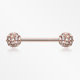 A Pair of Rose Gold Sparkle Multi-Gem Paved Nipple Barbell Ring-Clear