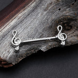 A Pair of Classic Treble Clef Music Note Nipple Barbell