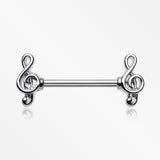 A Pair of Classic Treble Clef Music Note Nipple Barbell