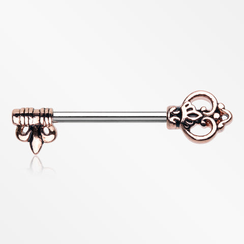 A Pair of Rose Gold Royal Antique Key Nipple Barbell