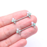 A Pair of Adorable Mixed Flavor Ice Cream Cone Nipple Barbell-Clear/Rose Water Opal/Aqua