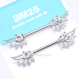A Pair of Guardian Angelic Wing Sparkle Nipple Barbell-Clear Gem
